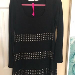 Bailey 44 Black, Jeweled Long-Sleeve Shift Dress